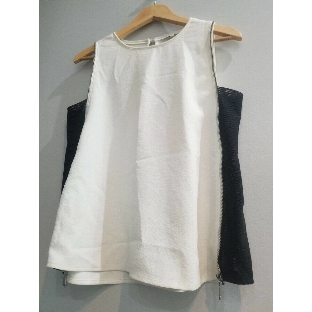 REBECCA MINKOFF MESH TOP OFF WHITE "AVENIDA" TOP ZIPPER XS - Picture 10 of 14
